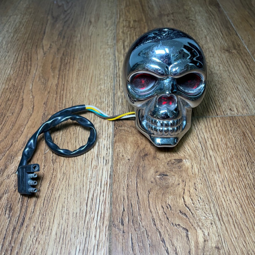 Skull Brake light taillight Stop accessory trailer hitch cover chrome Not Tested